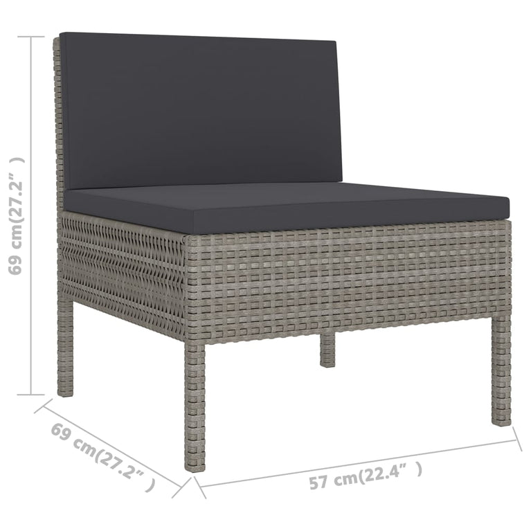 10-delige Loungeset met kussens poly rattan grijs MeubelReus