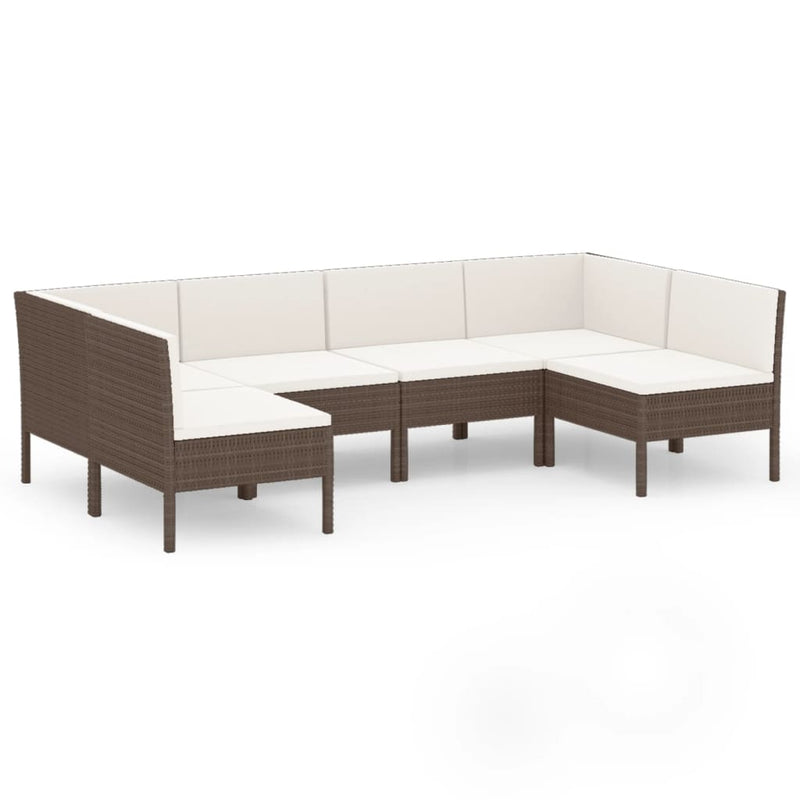 6-delige Loungeset met kussens poly rattan bruin MeubelReus