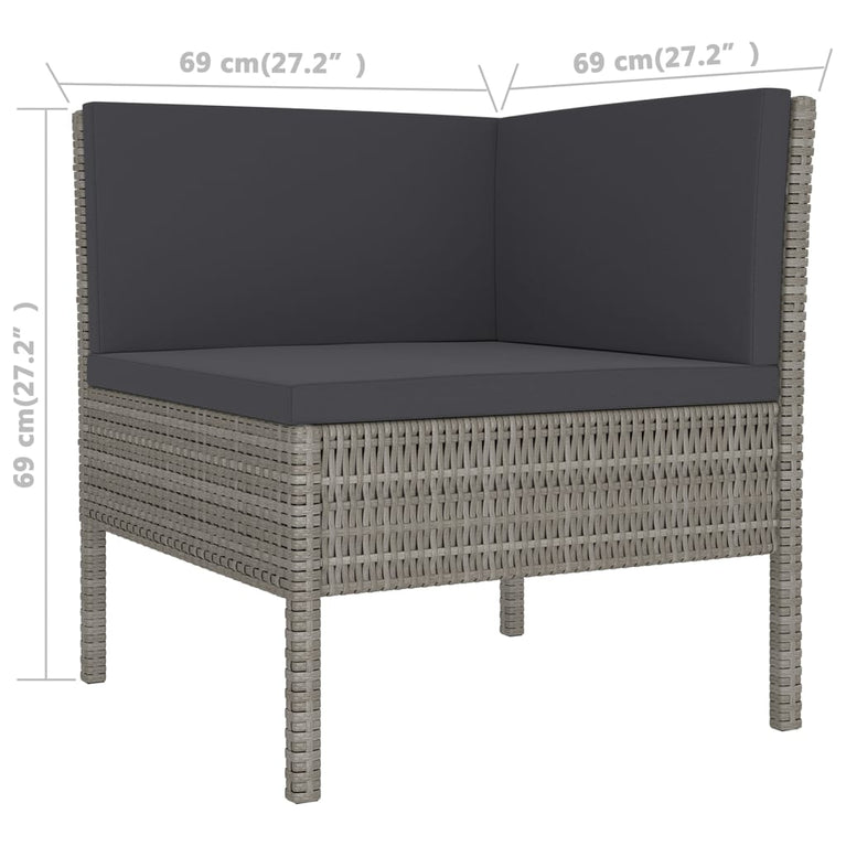 6-delige Loungeset met kussens poly rattan grijs MeubelReus