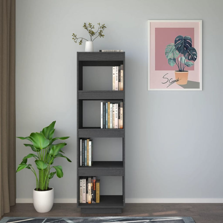 Boekenkast/kamerscherm 40x35x135 cm massief grenenhout grijs MeubelReus