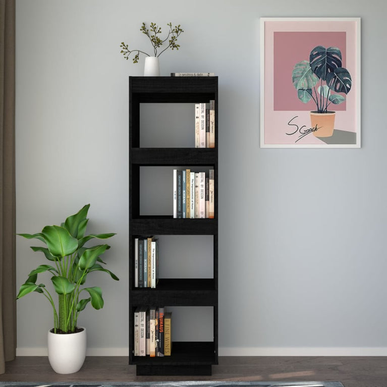Boekenkast/kamerscherm 40x35x135 cm massief grenenhout zwart MeubelReus