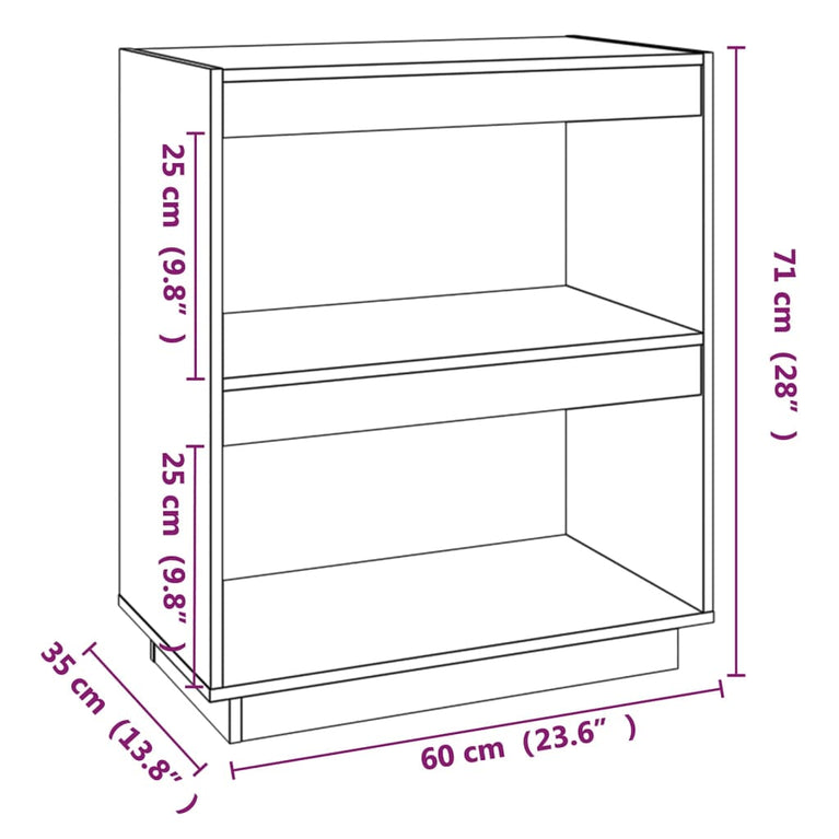 Boekenkast 60x35x71 cm massief grenenhout MeubelReus