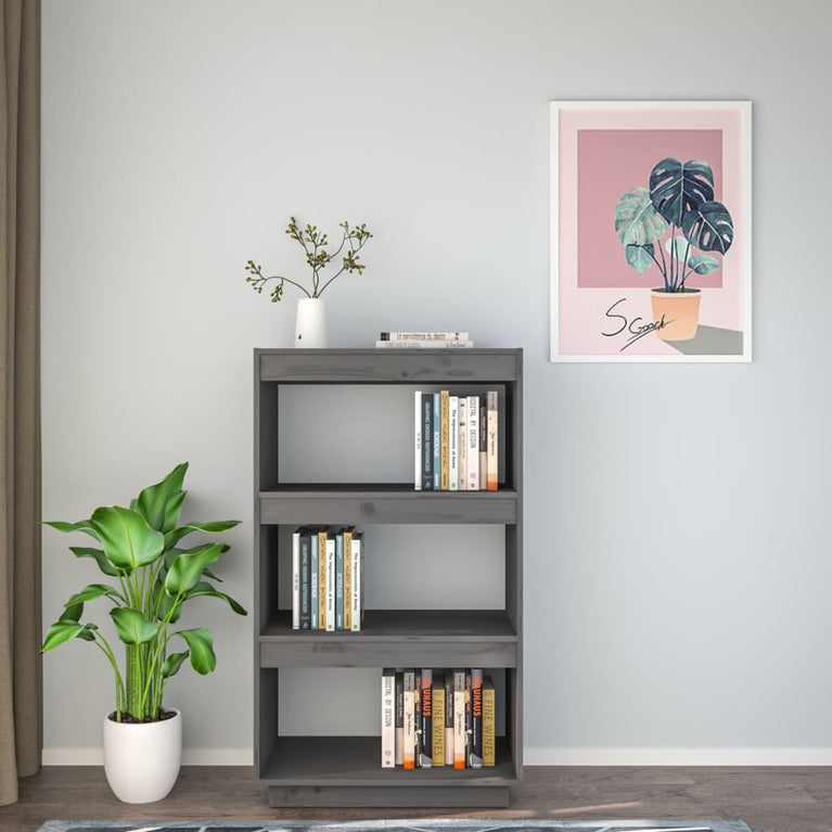 Boekenkast/kamerscherm 60x35x103 cm massief grenenhout grijs MeubelReus
