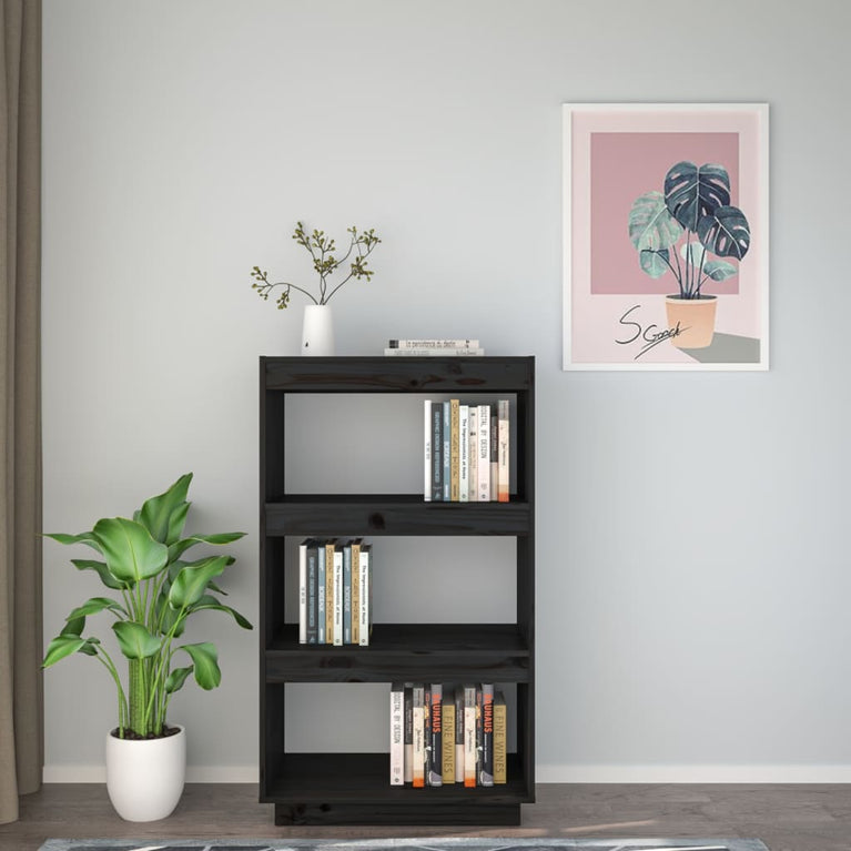 Boekenkast/kamerscherm 60x35x103 cm massief grenenhout zwart MeubelReus