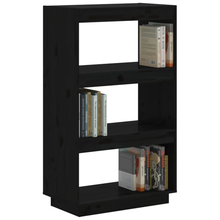Boekenkast/kamerscherm 60x35x103 cm massief grenenhout zwart MeubelReus