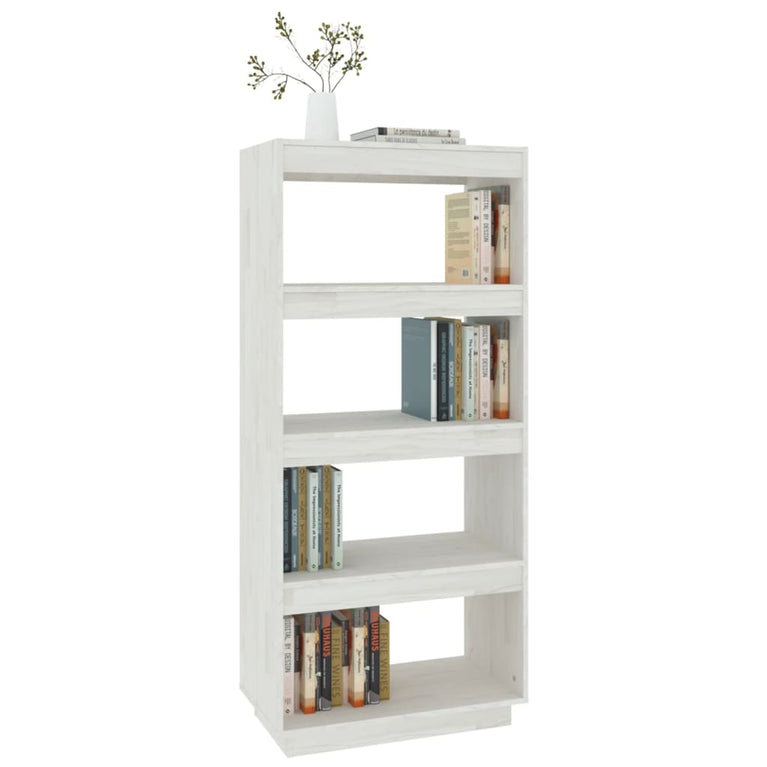 Boekenkast/kamerscherm 60x35x135 cm massief grenenhout wit MeubelReus
