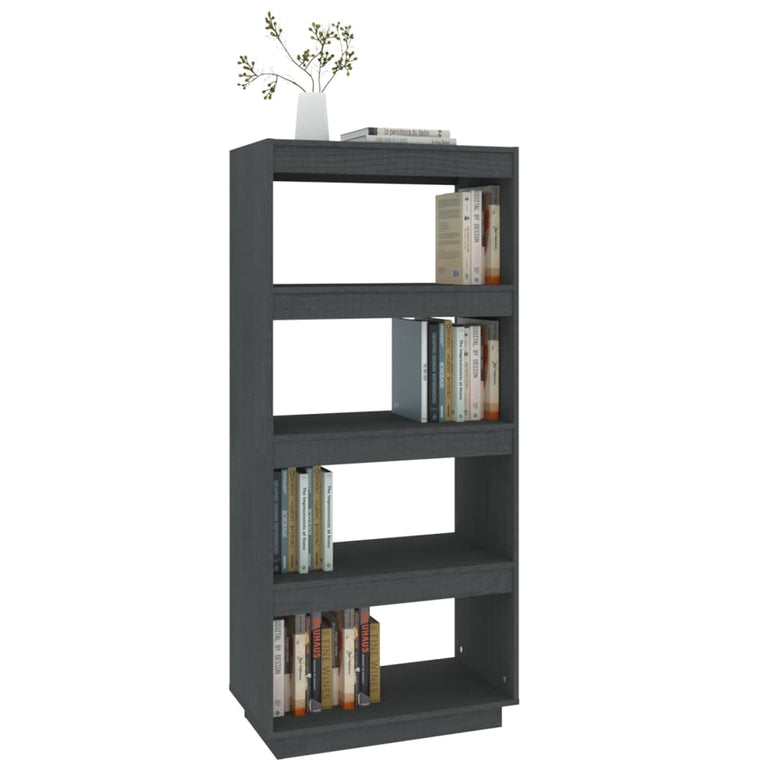 Boekenkast/kamerscherm 60x35x135 cm massief grenenhout grijs MeubelReus