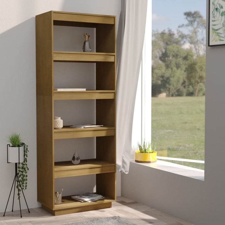 Boekenkast/kamerscherm 60x35x167 cm grenenhout honingbruin MeubelReus