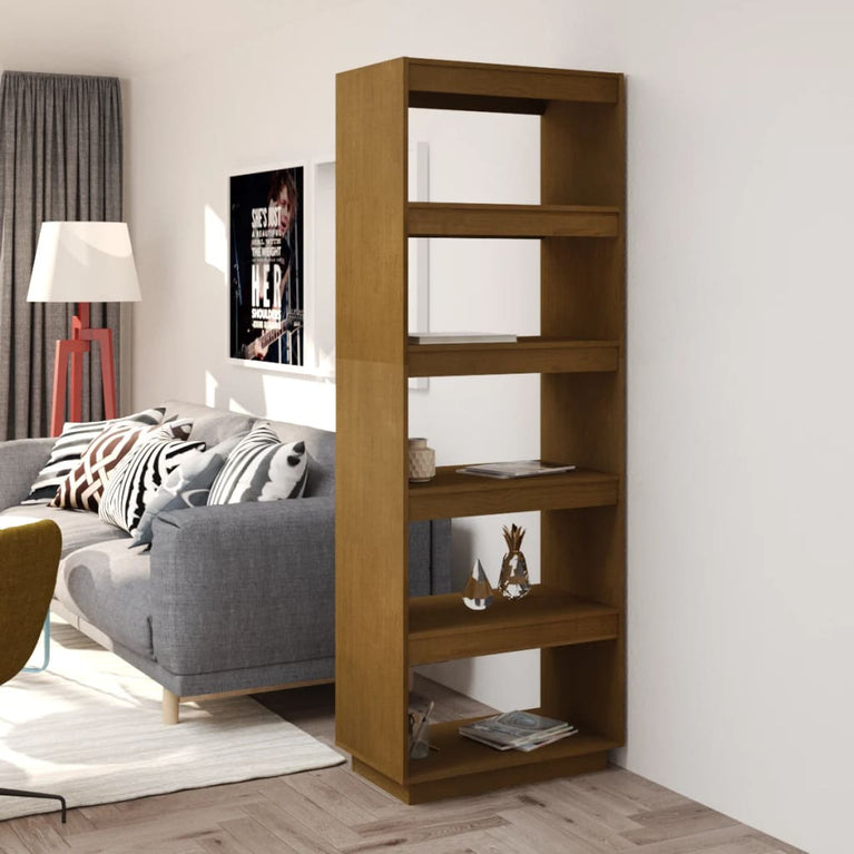 Boekenkast/kamerscherm 60x35x167 cm grenenhout honingbruin MeubelReus