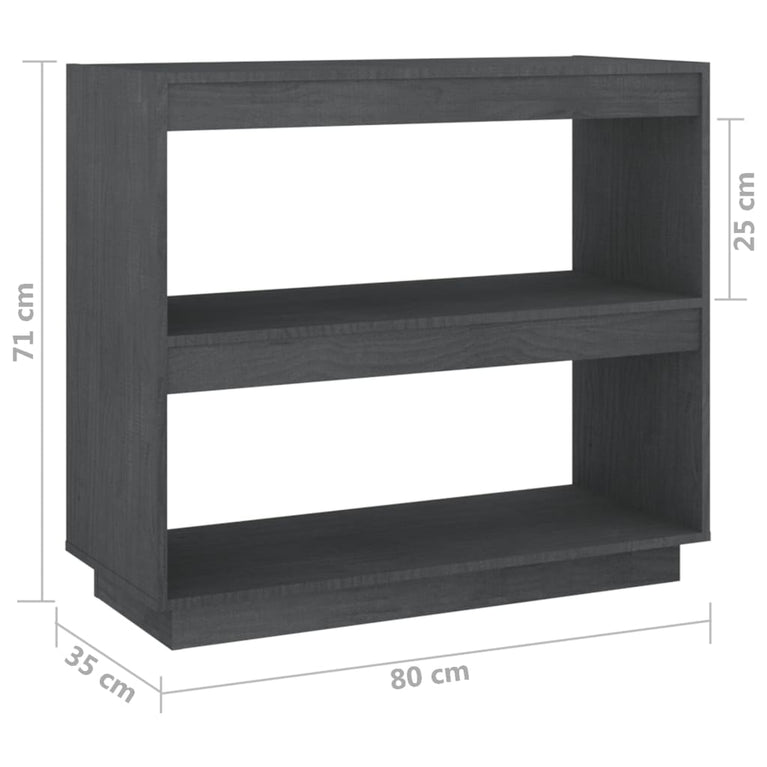 Boekenkast 80x35x71 cm massief grenenhout grijs MeubelReus