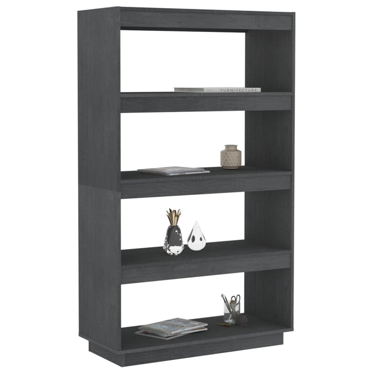 Boekenkast/kamerscherm 80x35x135 cm massief grenenhout grijs MeubelReus