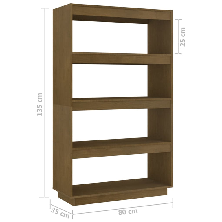 Boekenkast/kamerscherm 80x35x135 cm grenenhout honingbruin MeubelReus