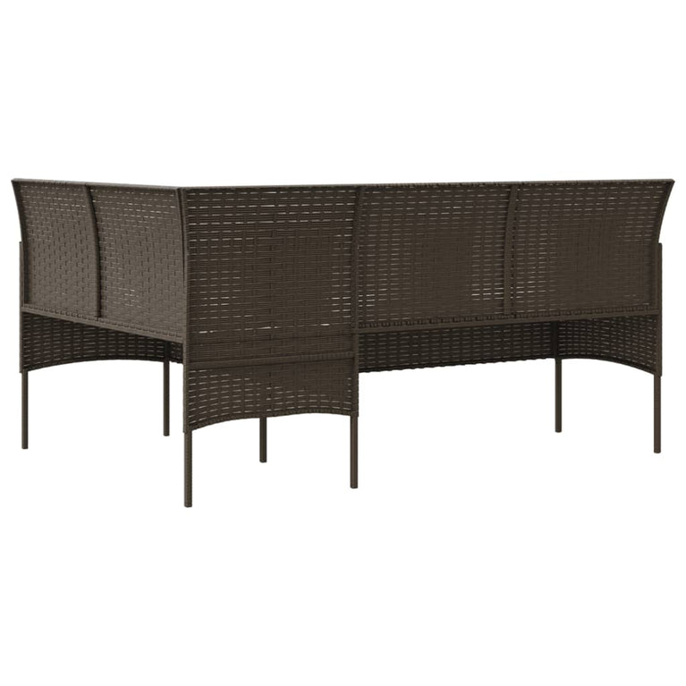 Loungebank met kussens L-vormig poly rattan bruin MeubelReus