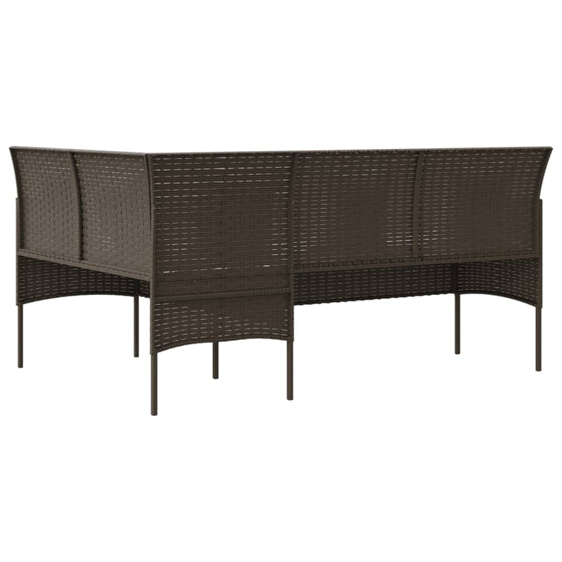 Loungebank met kussens L-vormig poly rattan bruin MeubelReus