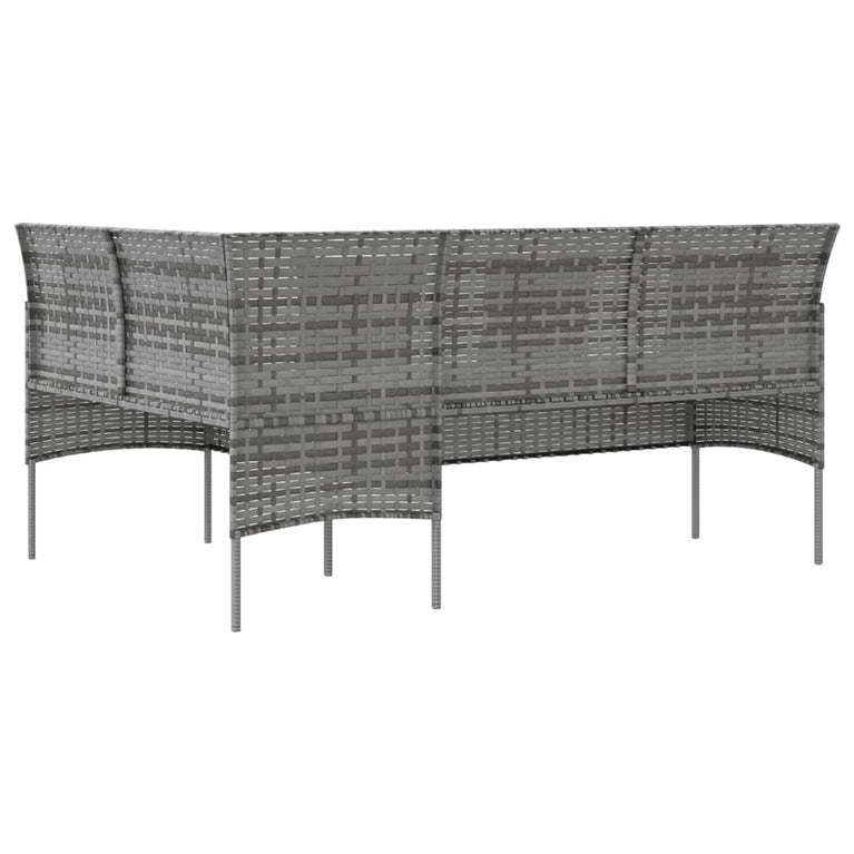 Loungebank met kussens L-vormig poly rattan grijs MeubelReus