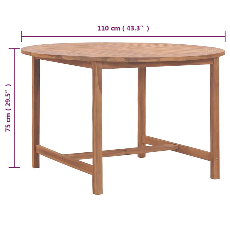 Tuintafel Ø110x75 cm massief teakhout MeubelReus
