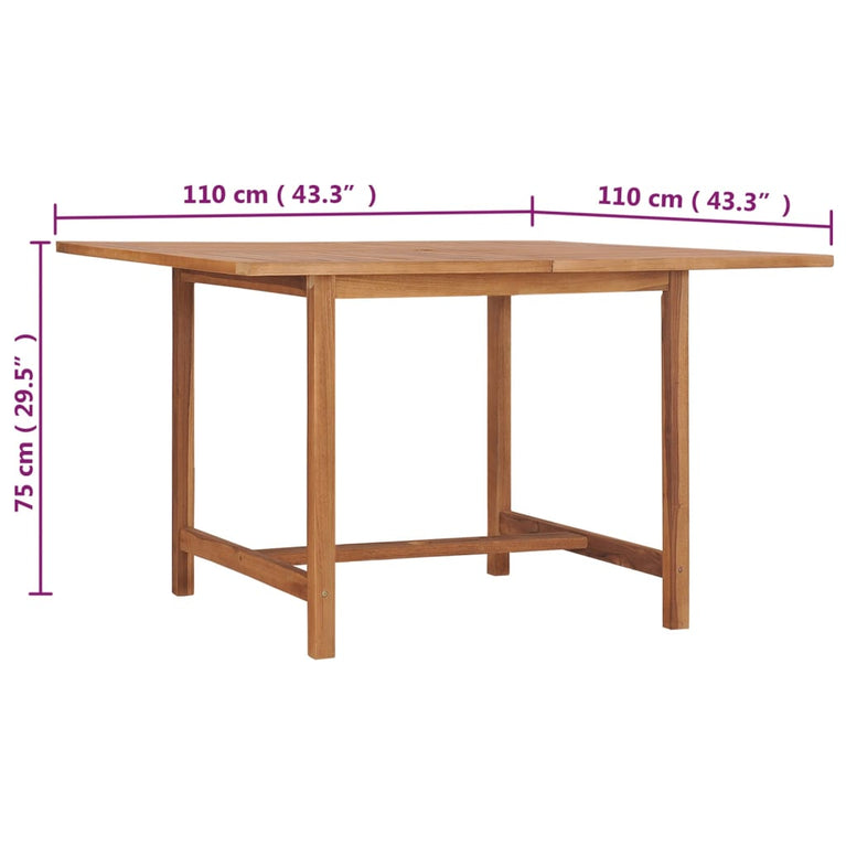 Tuintafel 110x110x75 cm massief teakhout MeubelReus