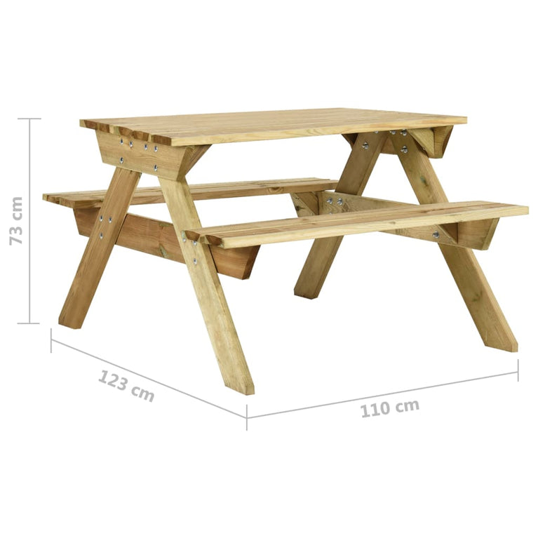 Picknicktafel met banken 110x123x73 cm geïmpregneerd grenenhout MeubelReus