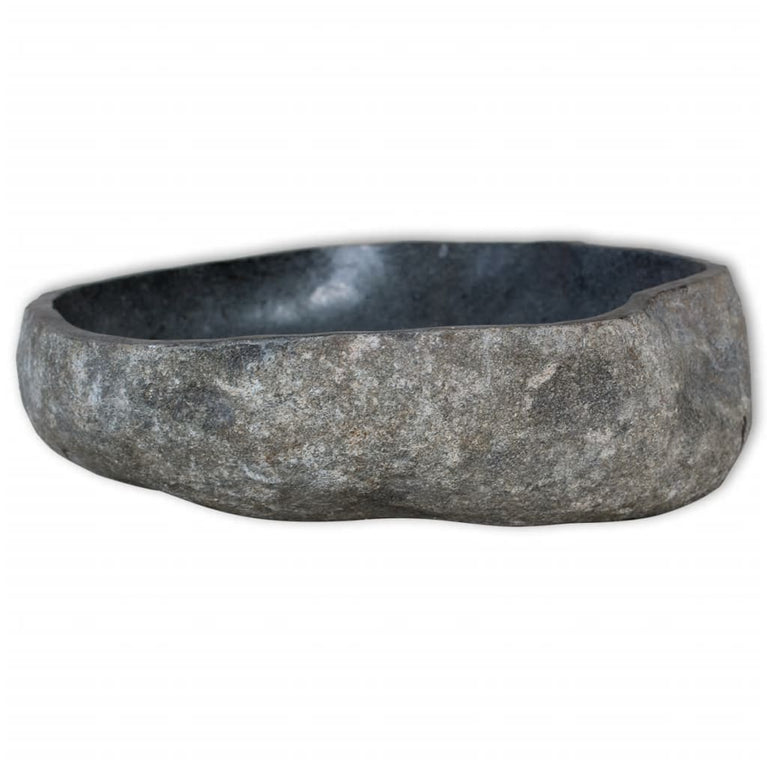 Wastafelkast met wasbakken riviersteen massief teakhout MeubelReus