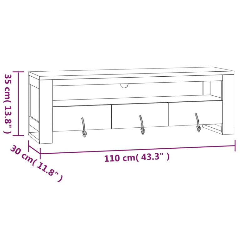 Tv-meubel 110x30x35 cm massief teakhout MeubelReus