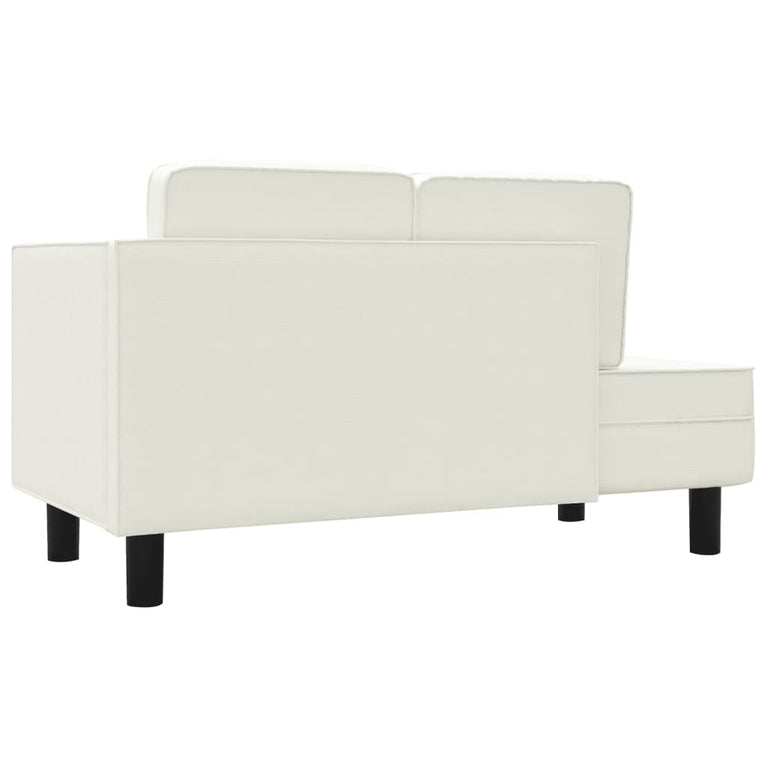 Chaise longue met kussens en bolster kunstleer crèmekleurig