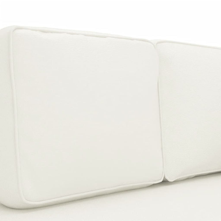 Chaise longue met kussens en bolster kunstleer crèmekleurig