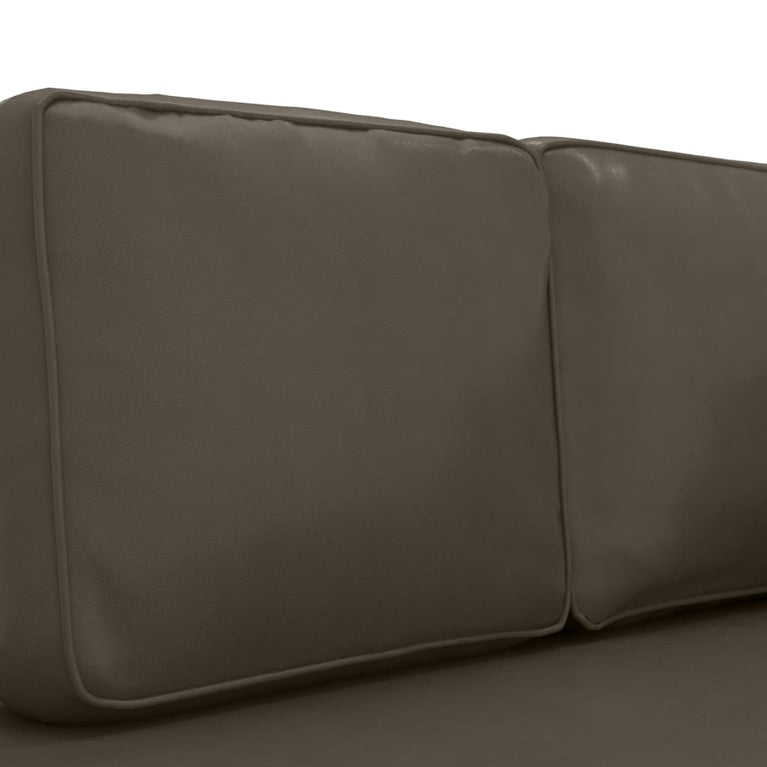 Chaise longue met kussens en bolster kunstleer grijs
