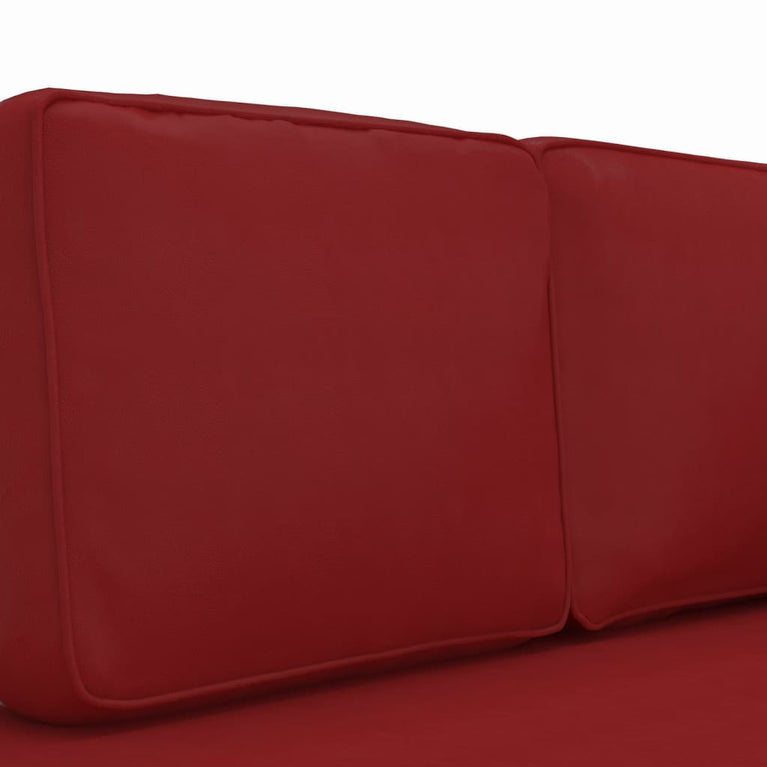 Chaise longue met kussens en bolster kunstleer wijnrood