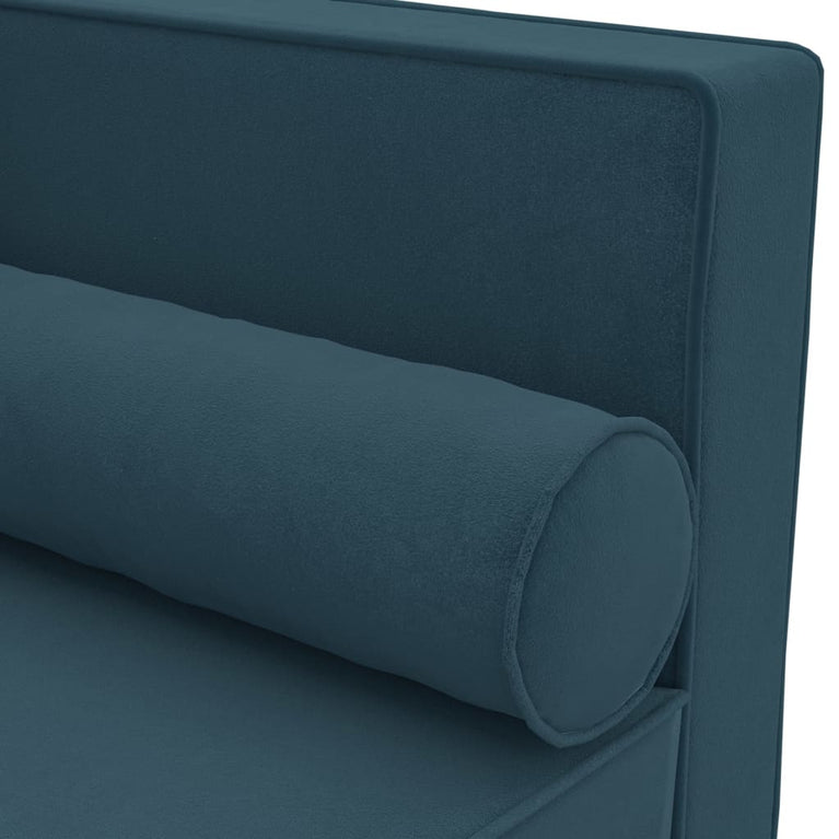 Chaise longue met kussens en bolster fluweel blauw