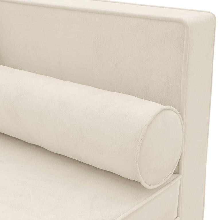Chaise longue met kussens en bolster fluweel crèmekleurig