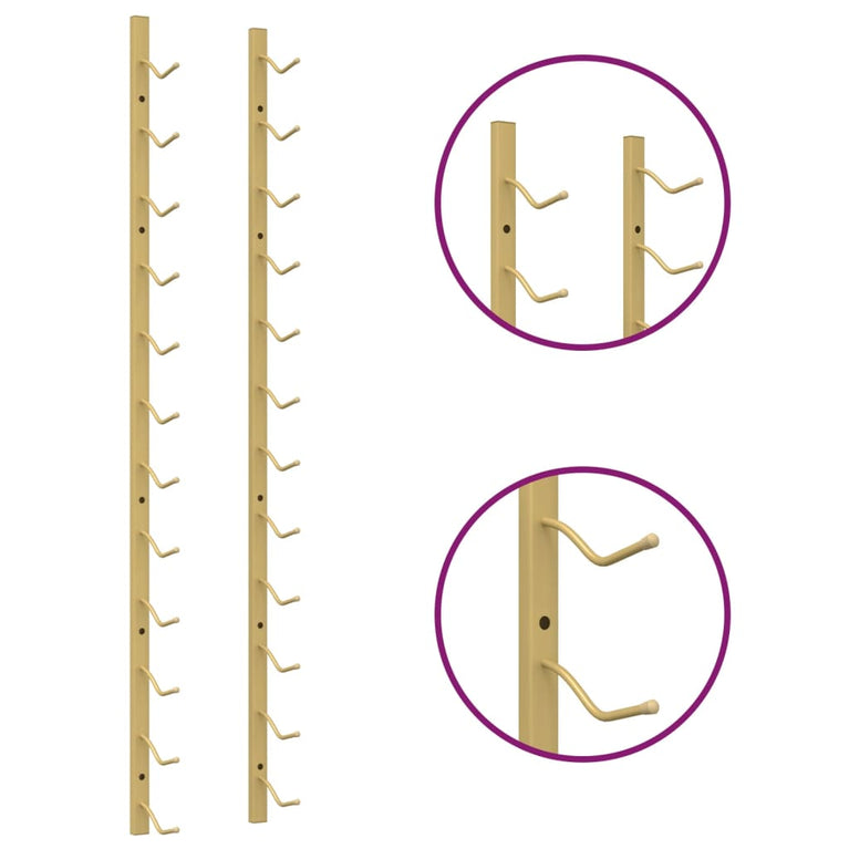 Wijnrek voor 12 flessen wandmontage ijzer goudkleurig MeubelReus