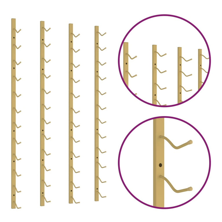 Wijnrekken 2 st voor 12 flessen wandmontage ijzer goudkleurig MeubelReus