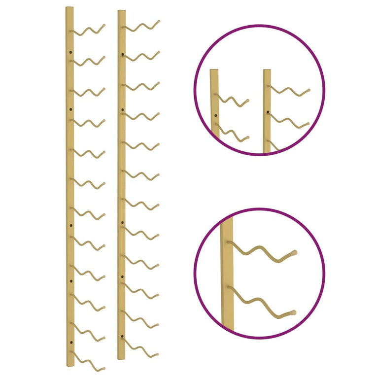 Wijnrek voor 24 flessen wandmontage ijzer goudkleurig MeubelReus
