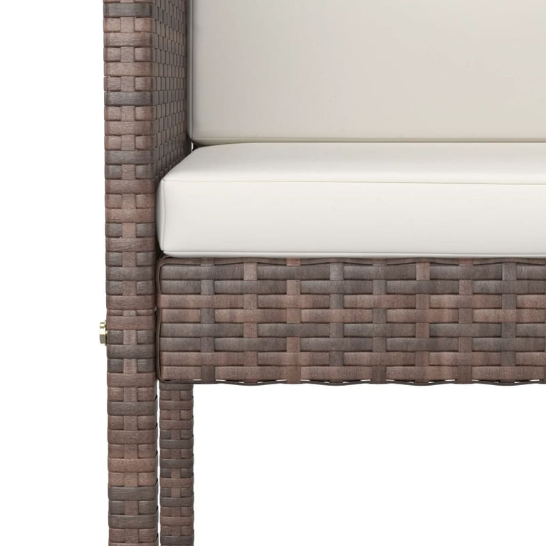3-delige Tuinbarset met kussens poly rattan bruin MeubelReus