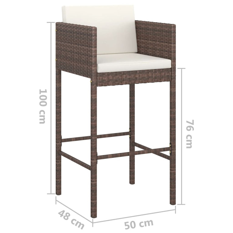 3-delige Tuinbarset met kussens poly rattan bruin MeubelReus