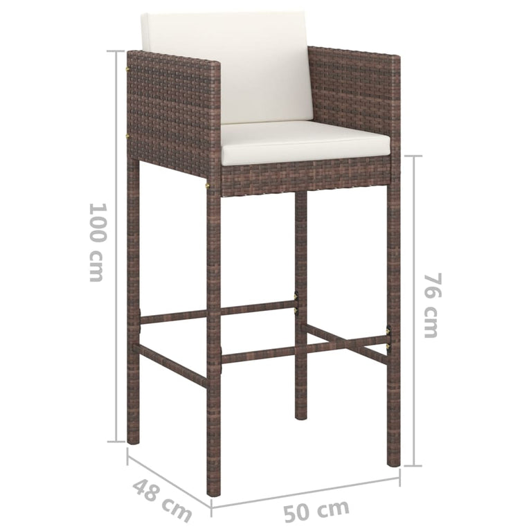 3-delige Tuinbarset met kussens poly rattan bruin MeubelReus
