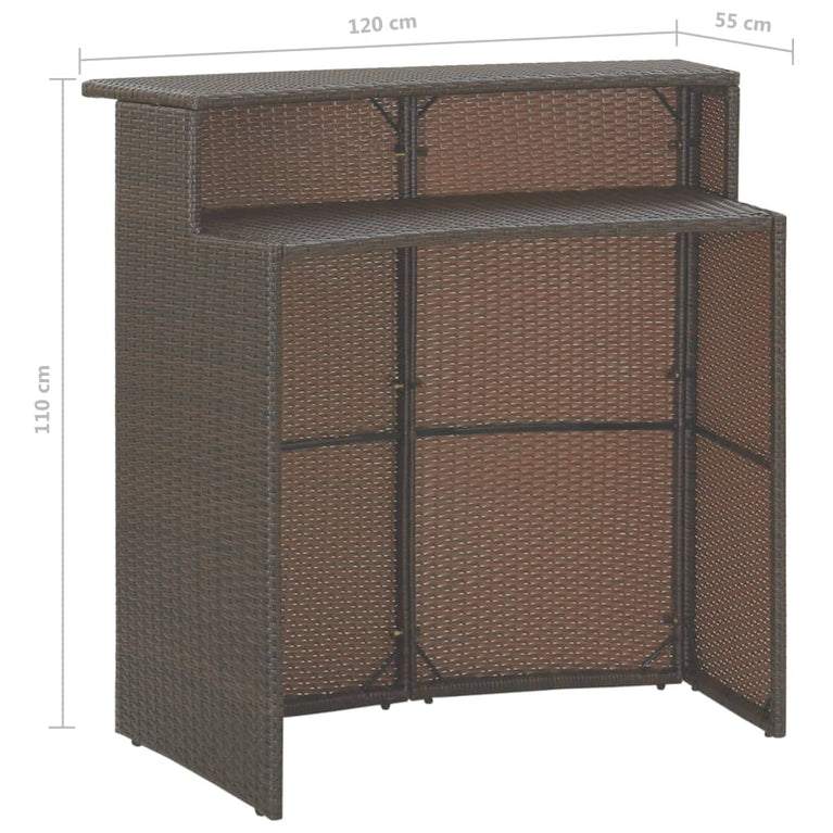 3-delige Tuinbarset met kussens poly rattan bruin MeubelReus