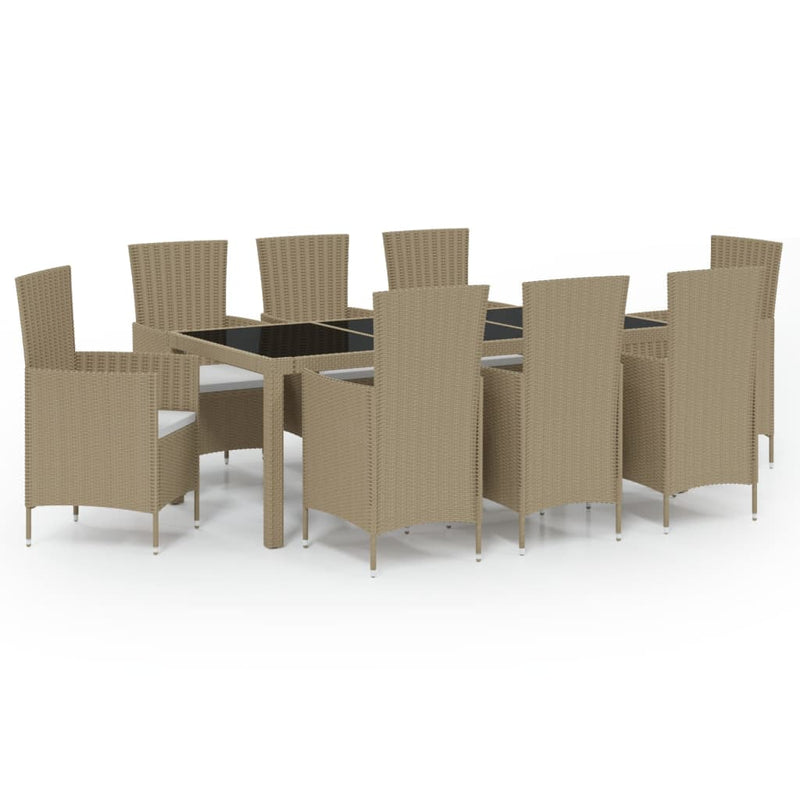 9-delige Tuinset met kussens poly rattan beige MeubelReus