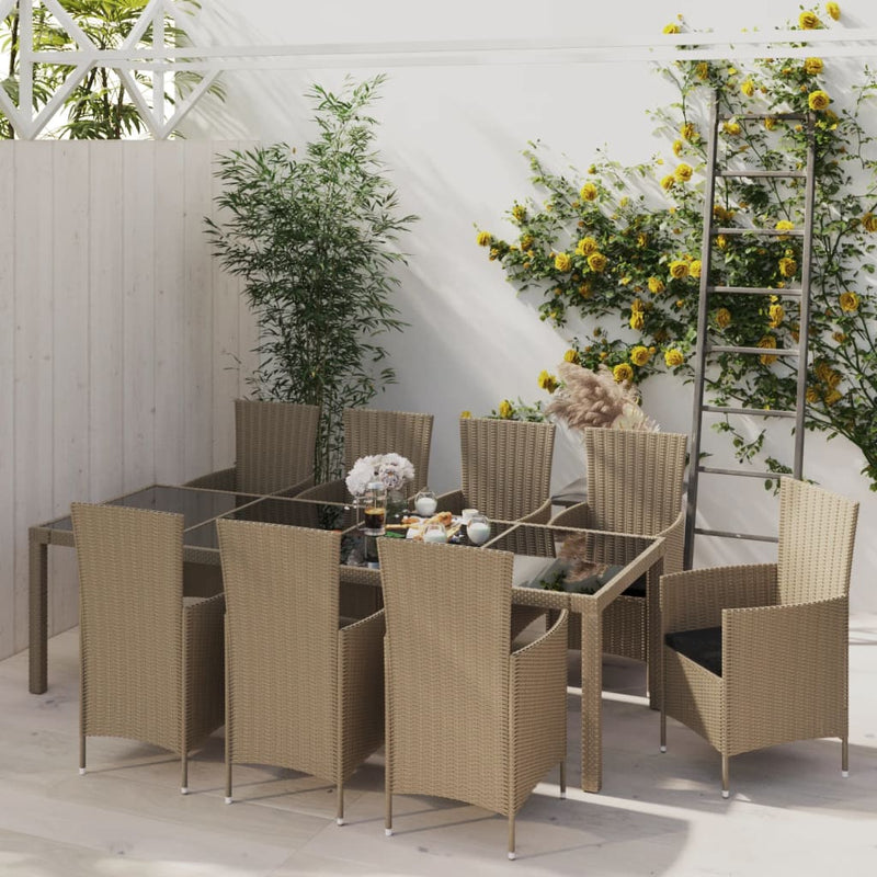 11-delige Tuinset met kussens poly rattan beige MeubelReus