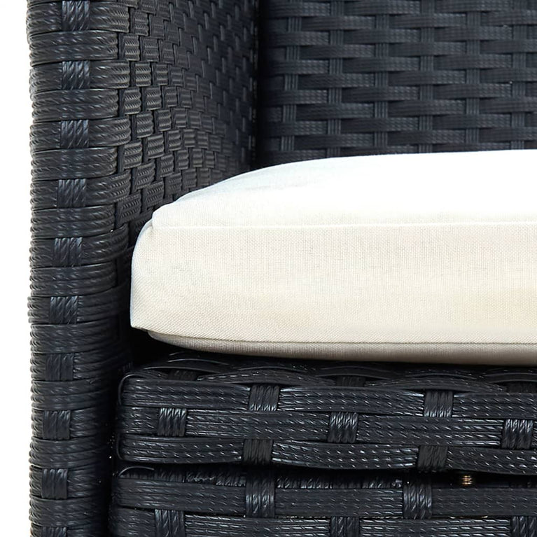 5-delige Tuinset met kussens poly rattan zwart MeubelReus