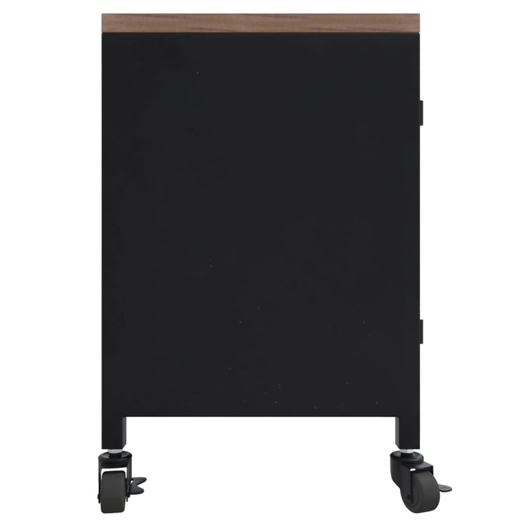 Tv-meubel 110x30x43 cm ijzer en massief vurenhout zwart MeubelReus