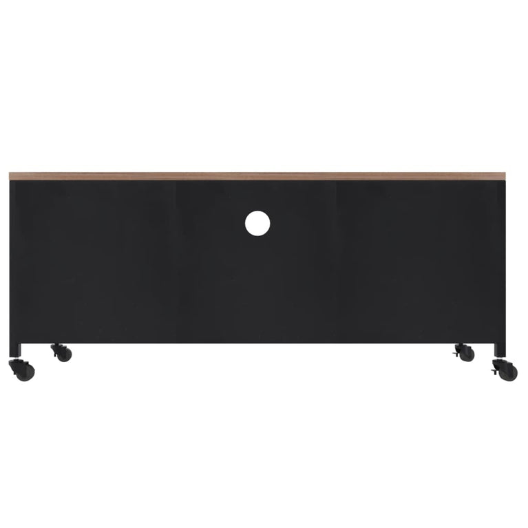 Tv-meubel 110x30x43 cm ijzer en massief vurenhout zwart MeubelReus