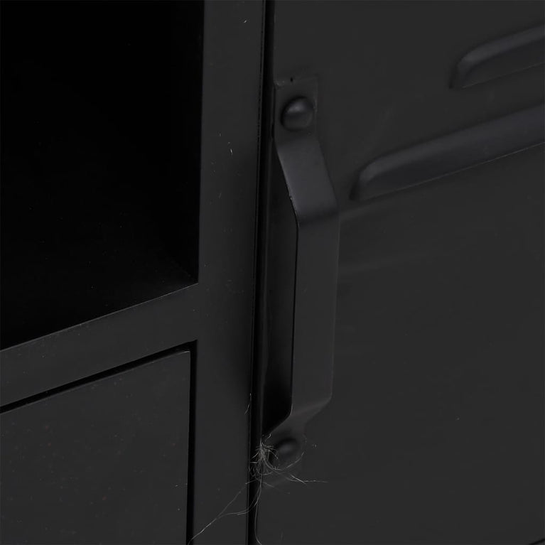 Tv-meubel 110x30x43 cm ijzer en massief vurenhout zwart MeubelReus