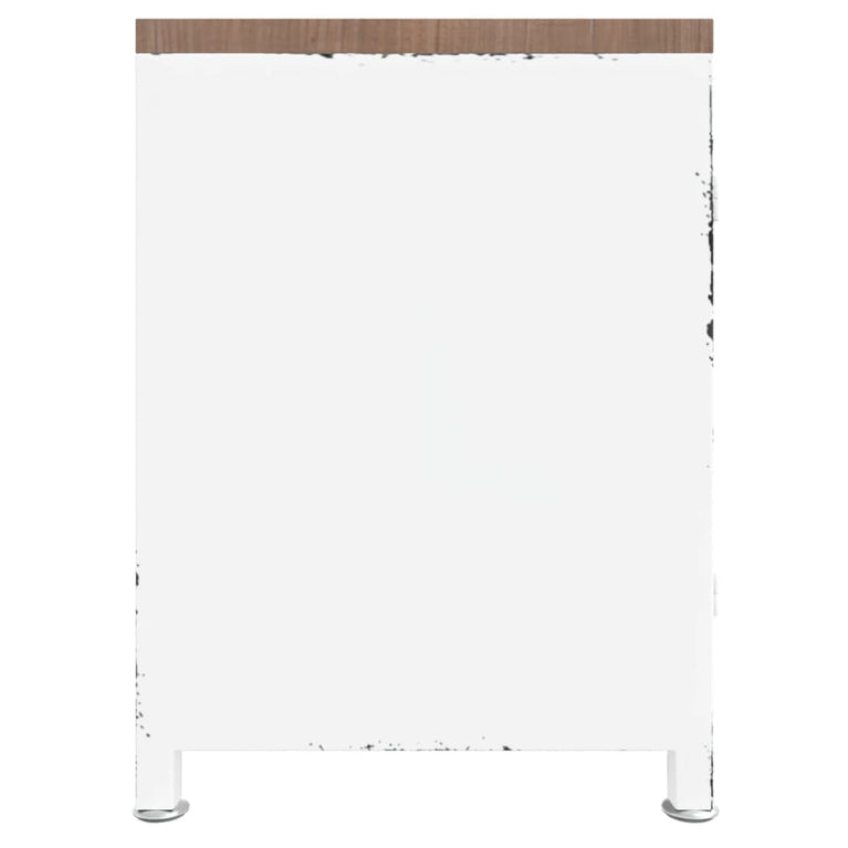 Tv-meubel 110x30x40 cm ijzer en massief vurenhout wit MeubelReus