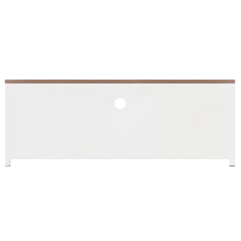 Tv-meubel 110x30x40 cm ijzer en massief vurenhout wit MeubelReus