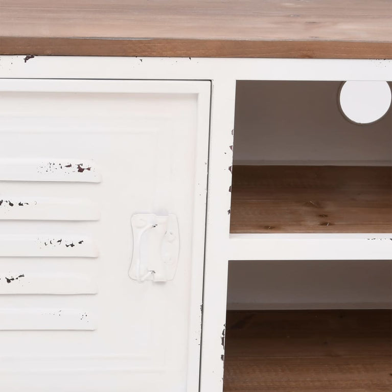Tv-meubel 110x30x40 cm ijzer en massief vurenhout wit MeubelReus