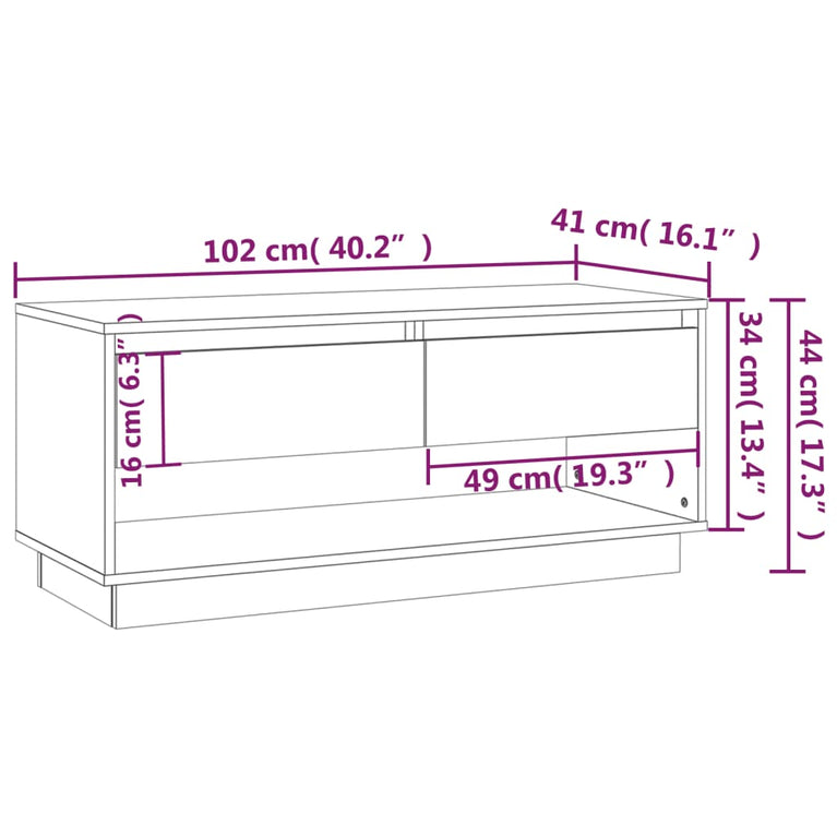 Tv-meubel 102x41x44 cm bewerkt hout wit MeubelReus