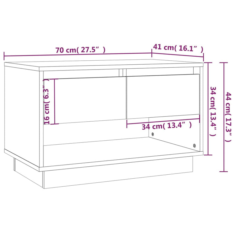 Tv-meubel 70x41x44 cm spaanplaat hoogglans wit MeubelReus