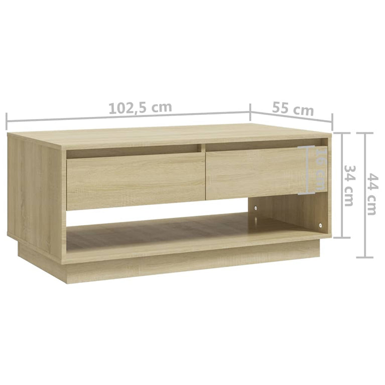 Salontafel 102,5x55x44 cm spaanplaat sonoma eikenkleurig MeubelReus