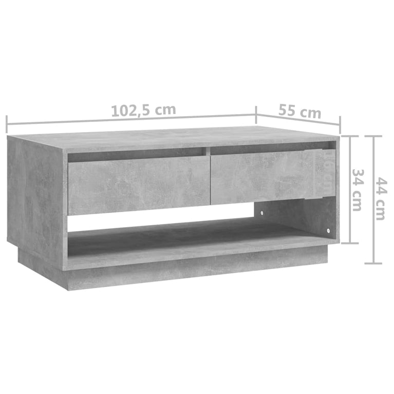 Salontafel 102,5x55x44 cm spaanplaat betongrijs MeubelReus